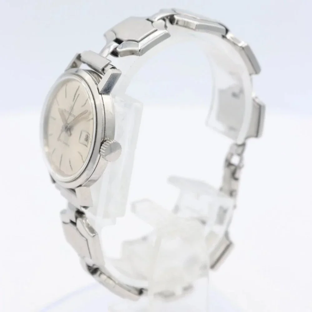 Vintage Bucherer Sunburst Date Ladies Automatic Wristwatch Swiss Steel